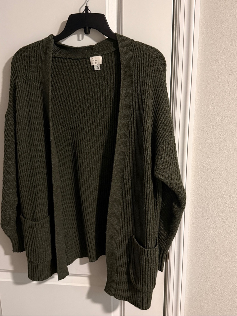 a new day Olive Green Ribbed Open-Front Cardigan